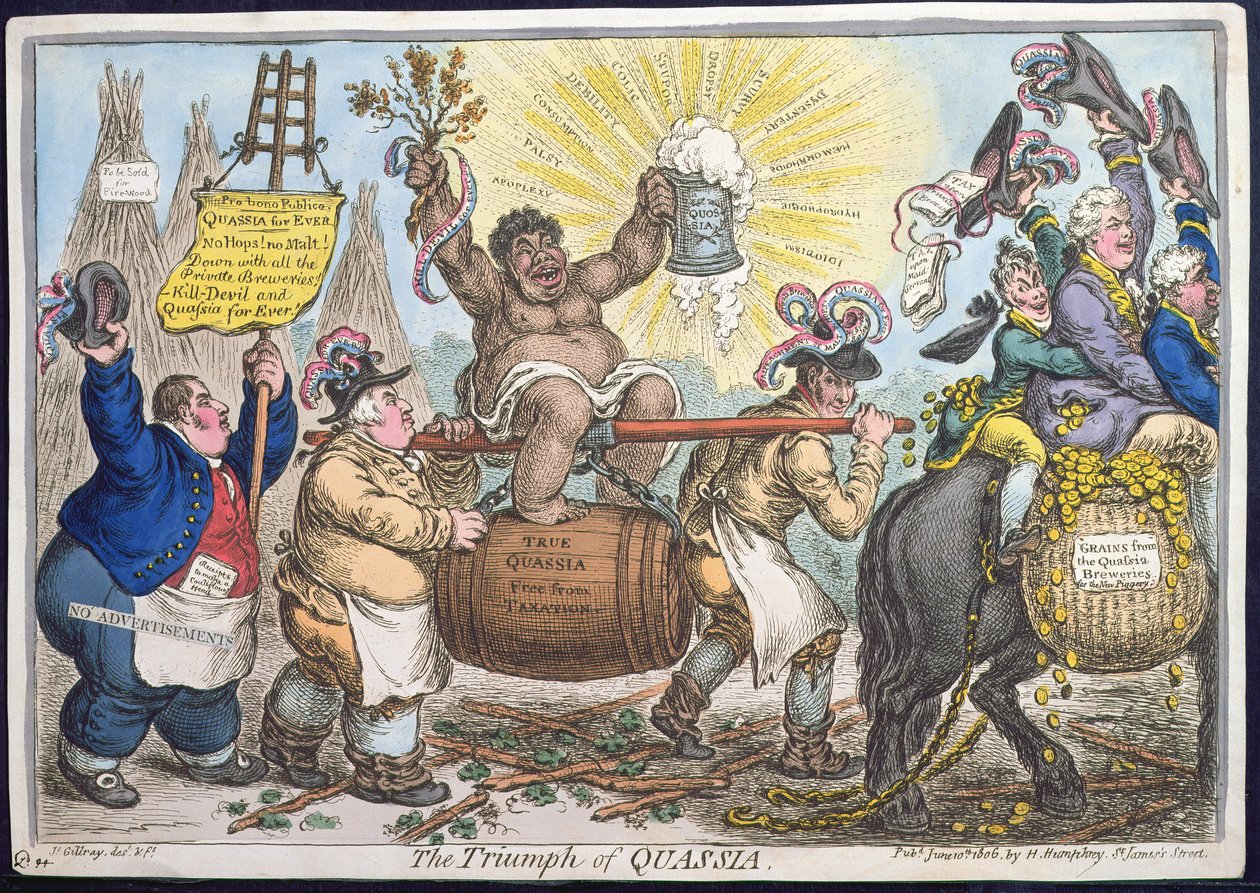 Le Triomphe de Quassia, publié par Hannah Humphrey en 1806 - James Gillray