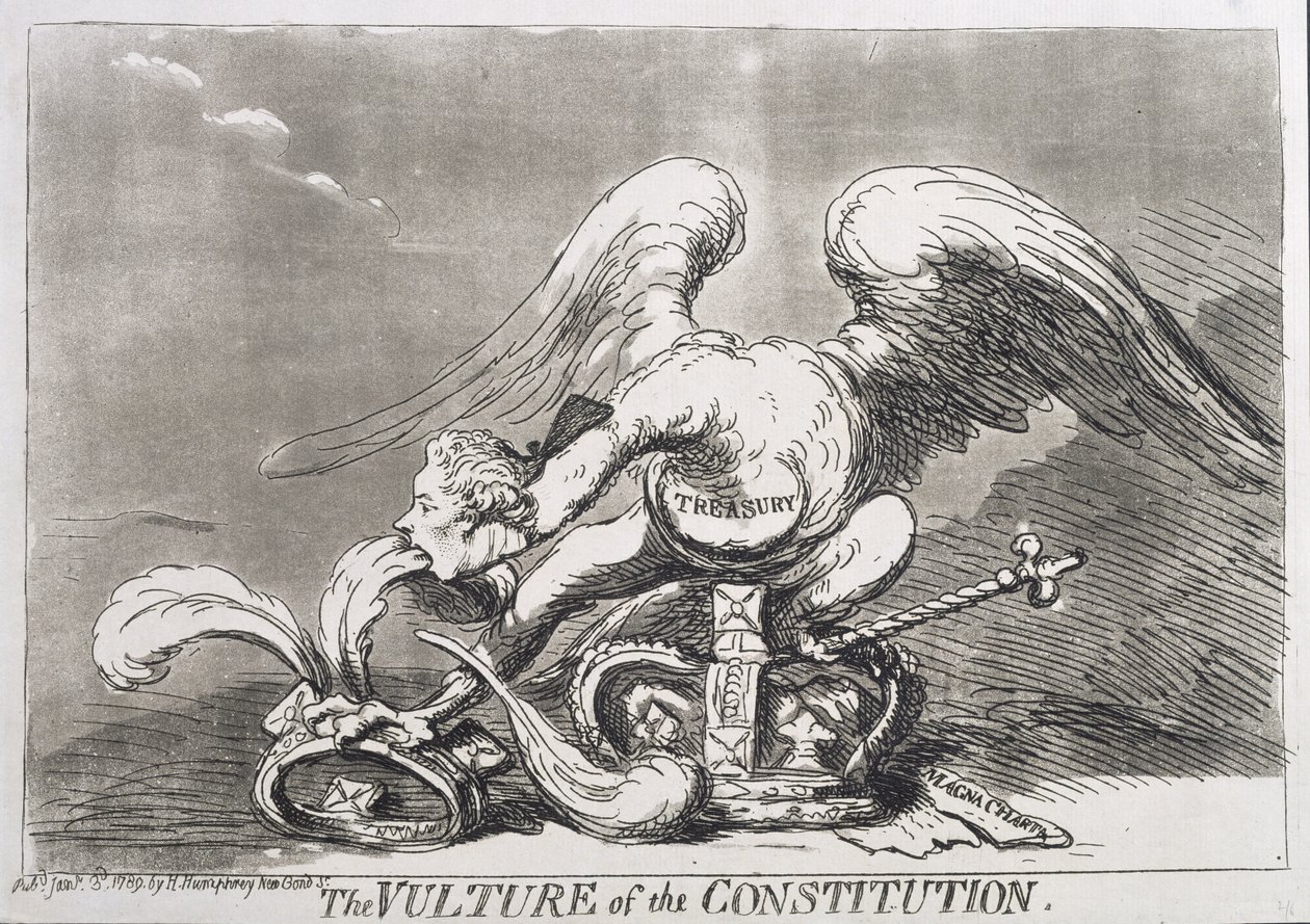 Le Vautour de la Constitution, publié par Hannah Humphrey en 1789 - James Gillray