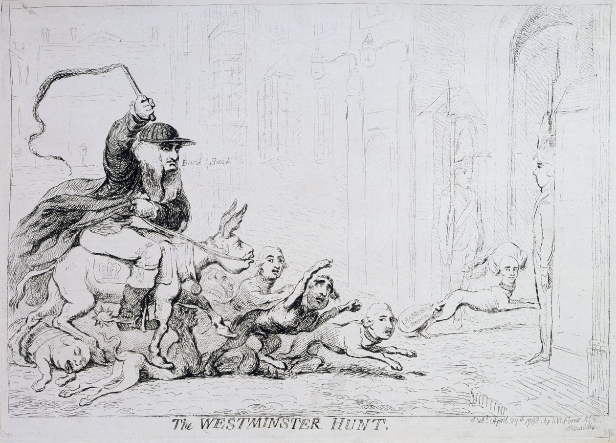 La chasse de Westminster, publié en 1788 - James Gillray