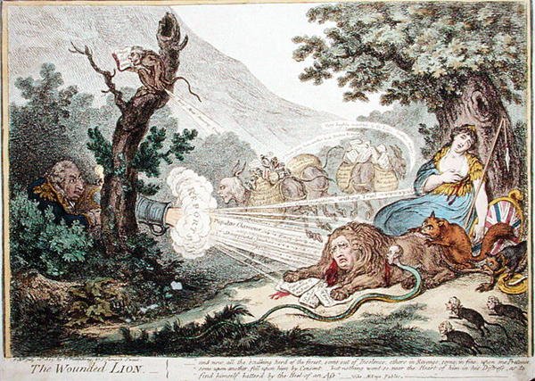 Le lion blessé - James Gillray