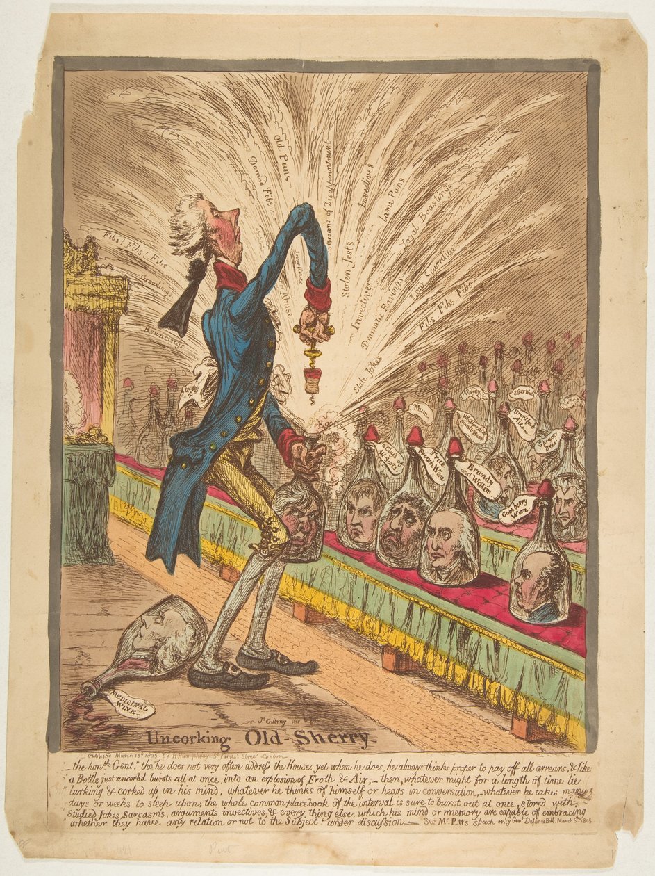 Débouchage du vieux sherry, 10 mars 1805 - James Gillray