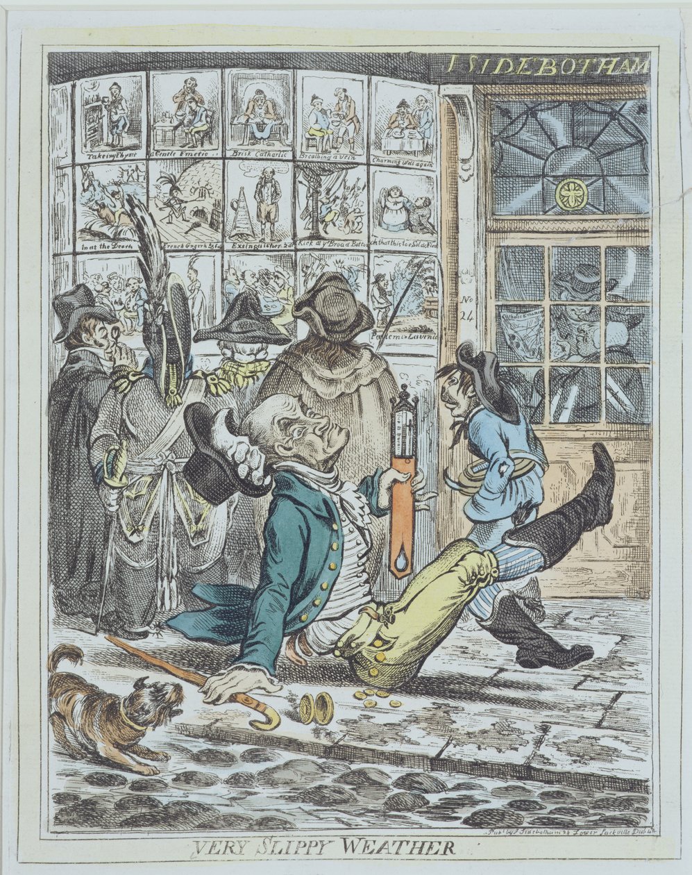 Temps très glissant, gravé par J. Sidebotham (lithographie en couleur) - James Gillray