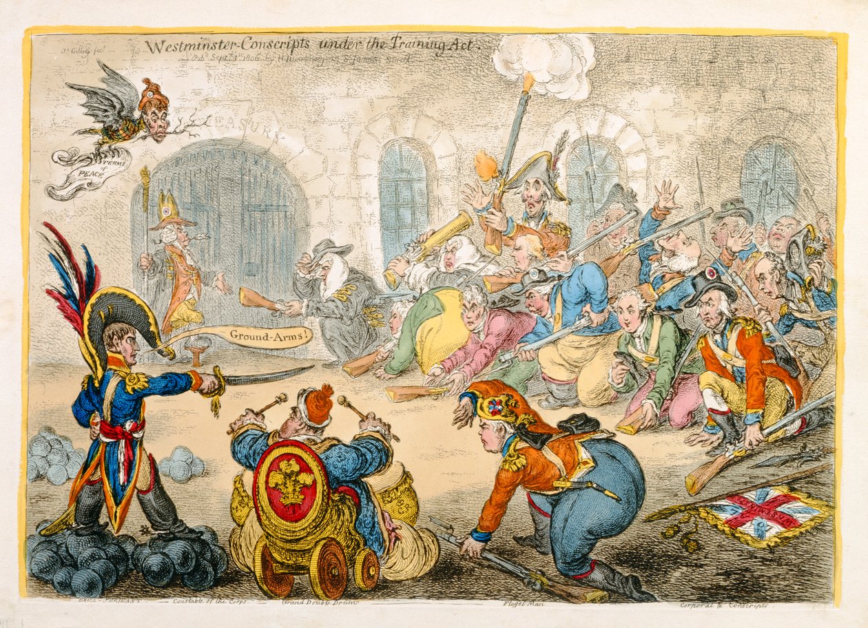 Conscrits de Westminster sous la loi de formation, publié par Hannah Humphrey en 1806 - James Gillray