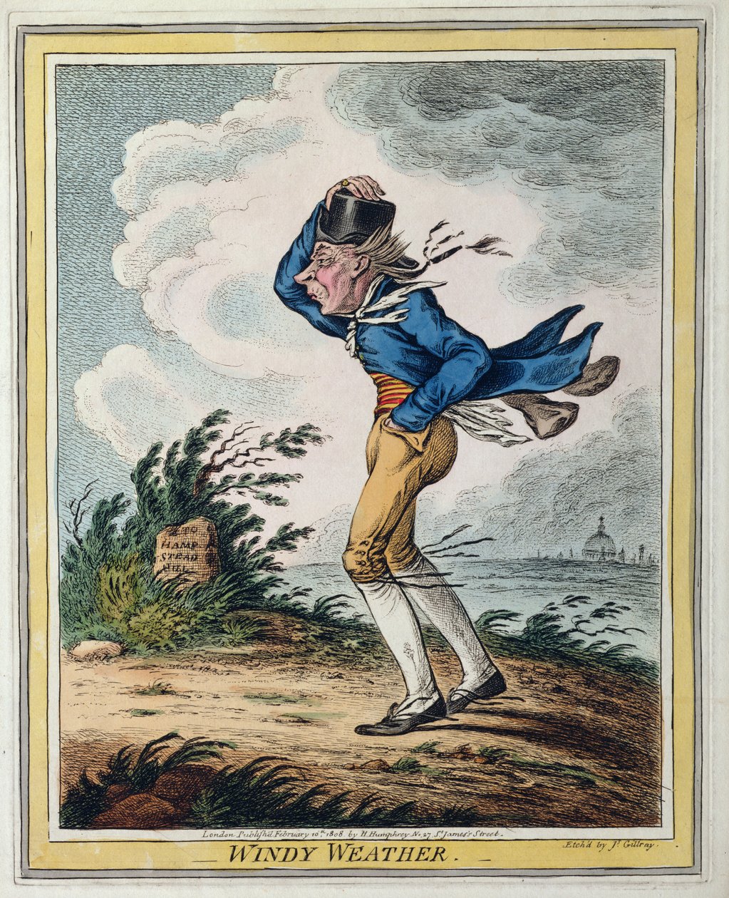 Temps venteux, publié par Hannah Humphrey en 1808 - James Gillray