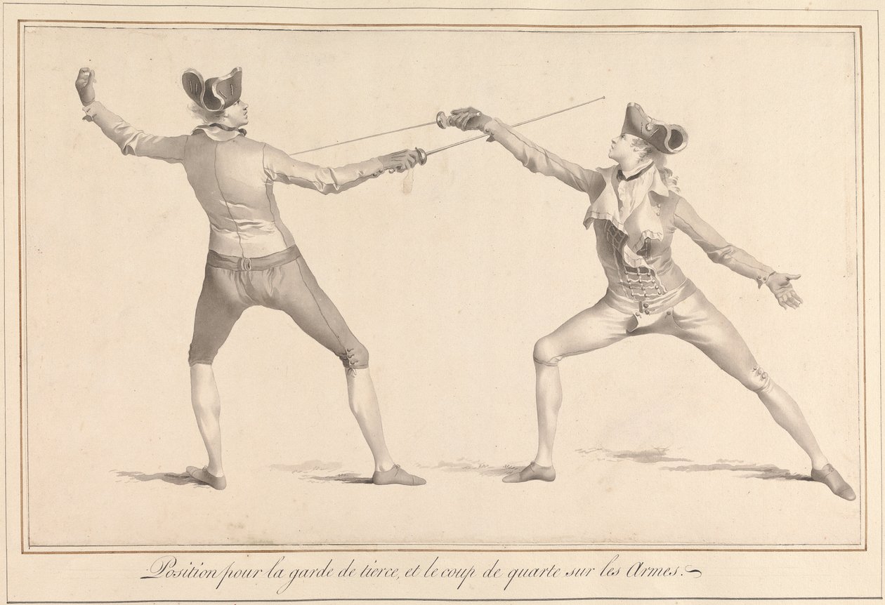 Position pour la garde de tierce, et le coup de quarte sur les armes - James Gwin