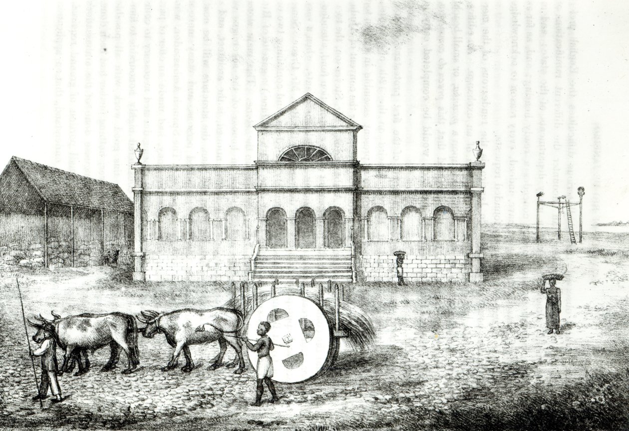 La Bourse de Rio, un trapiche public, un wagon de gazon et la potence, illustration de 