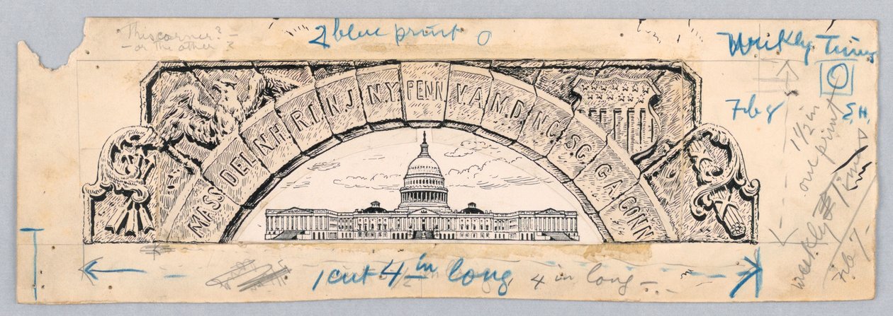 Bâtiment du Capitole des États-Unis, sous une arche des treize États - James Henry Moser