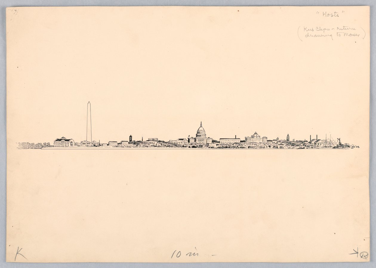 Skyline de Washington, conception pour le dîner du Washington Board of Trade, 13 mai 1908 - James Henry Moser