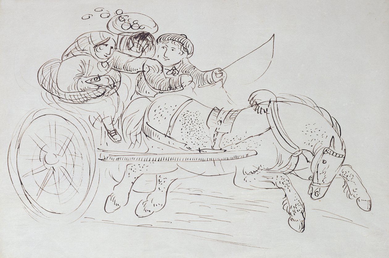Couple dans un char tiré par un cheval - James Howe