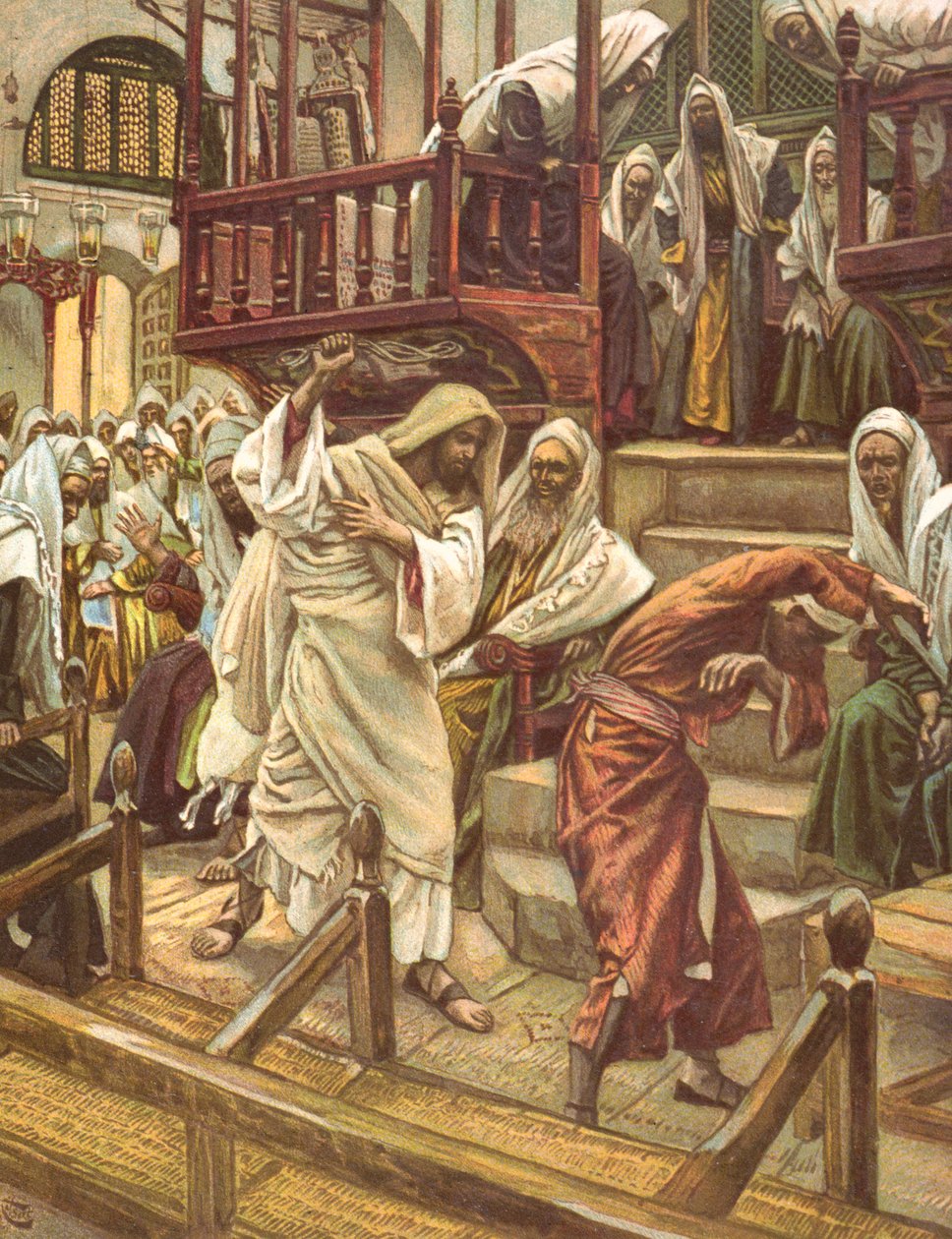 Jésus guérit un homme possédé par un démon dans la synagogue, illustration pour 