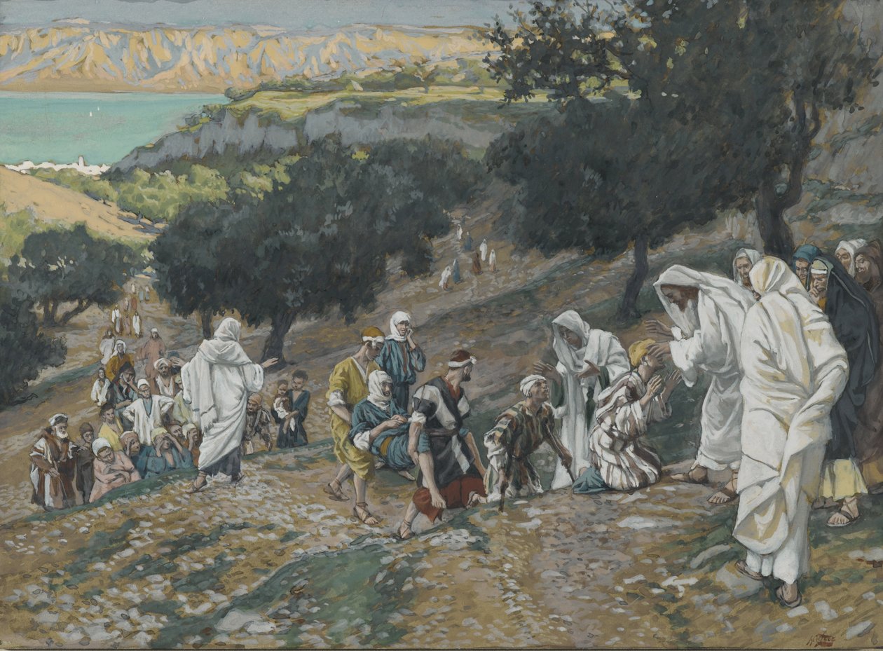 Jésus guérit les aveugles et les boiteux sur la montagne, illustration de La vie de notre Seigneur Jésus-Christ - James Jacques Joseph Tissot