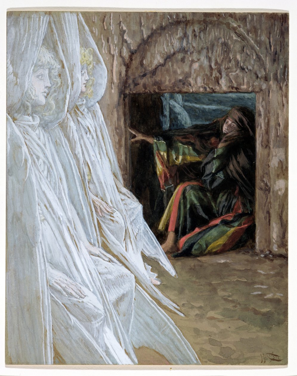 Marie Madeleine interroge les anges dans le tombeau, illustration pour La Vie du Christ, c.1886-94 - James Jacques Joseph Tissot