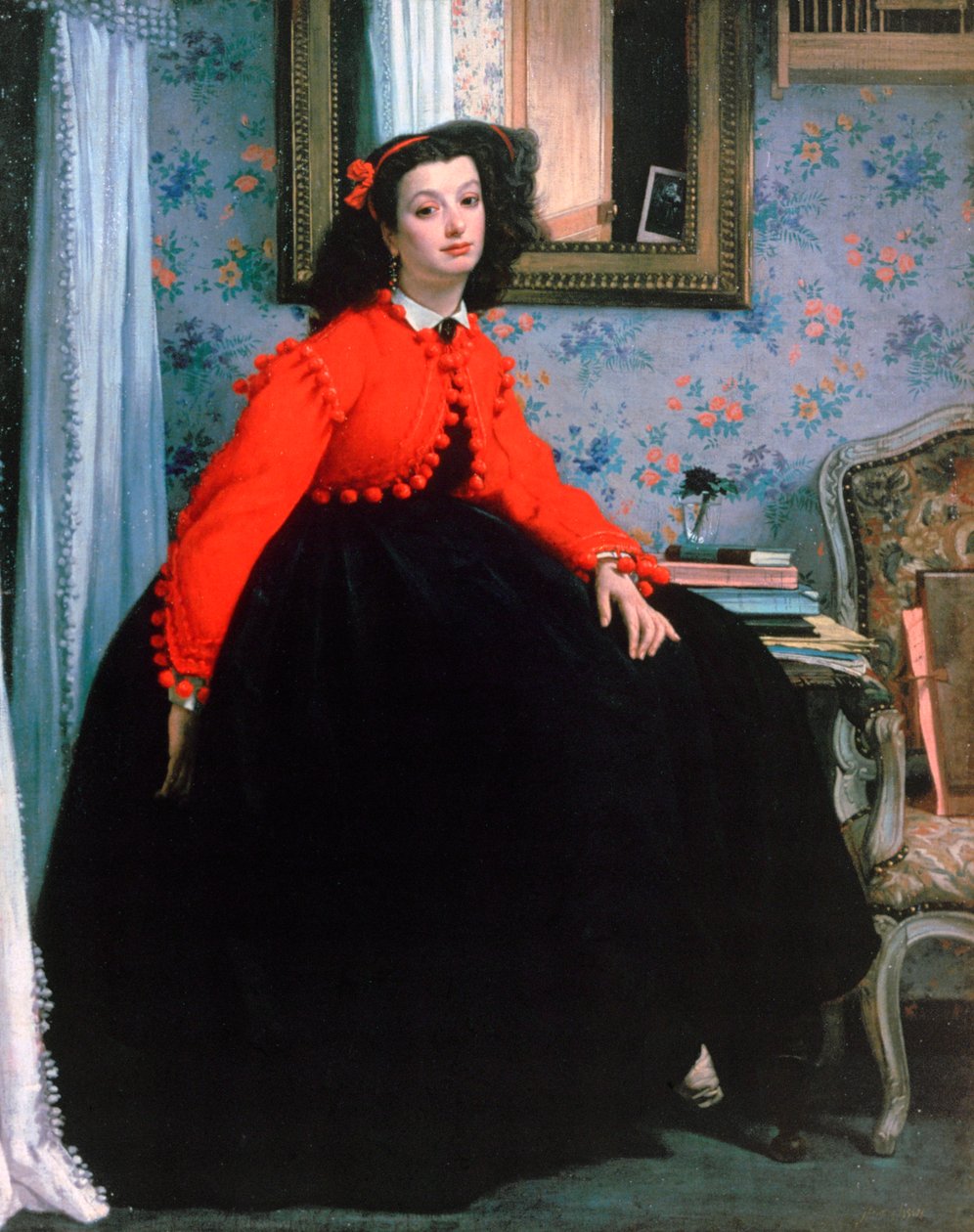 Portrait de Mlle L L, Jeune Femme en Veste Rouge, 1864 - James Jacques Joseph Tissot