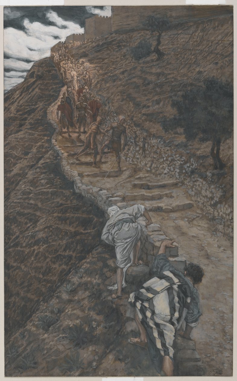 Saint Pierre et Saint Jean suivent de loin, illustration de La Vie de Notre Seigneur Jésus-Christ, 1886-94 - James Jacques Joseph Tissot