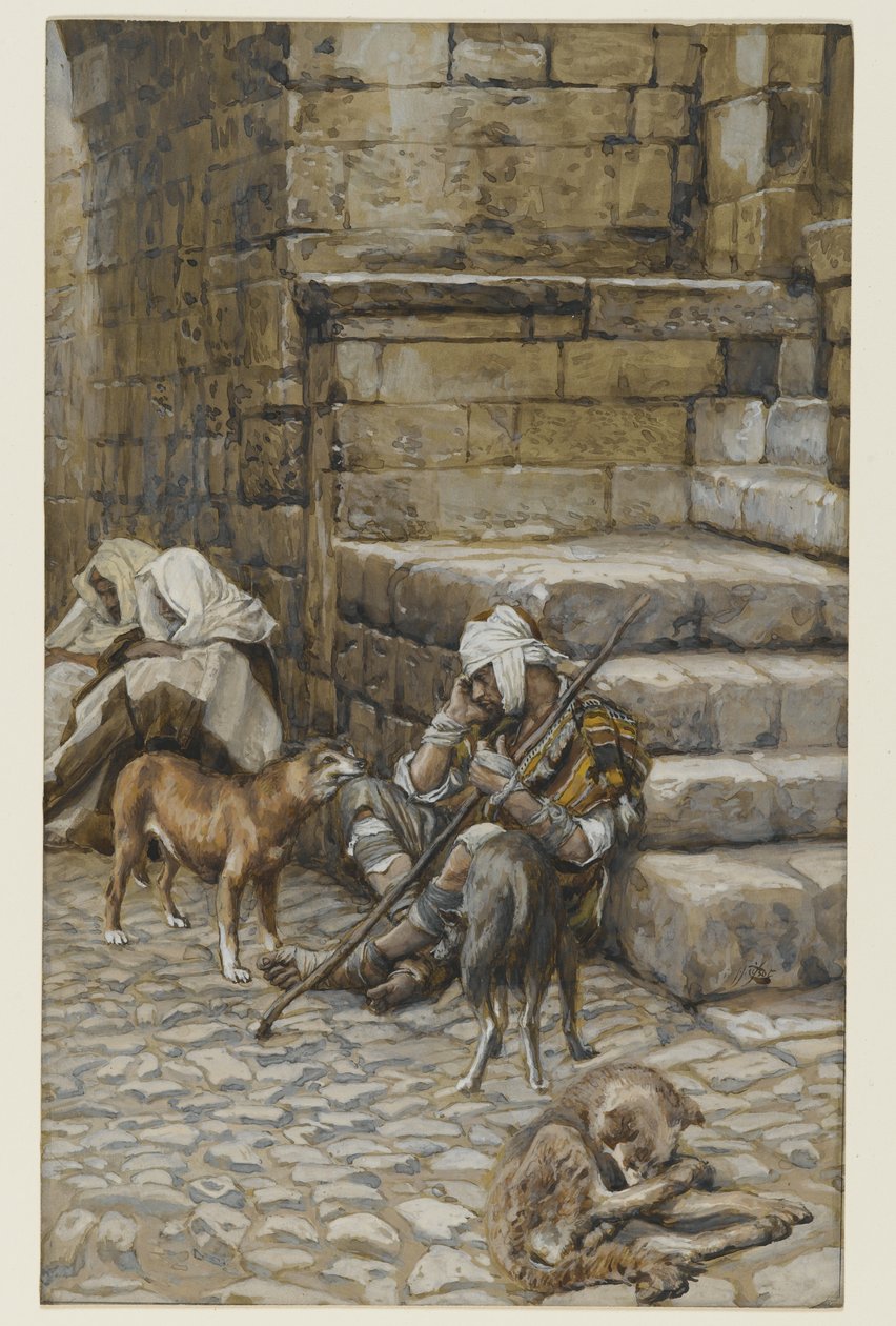 Le pauvre Lazare à la porte du riche, illustration de La vie de notre Seigneur Jésus-Christ - James Jacques Joseph Tissot