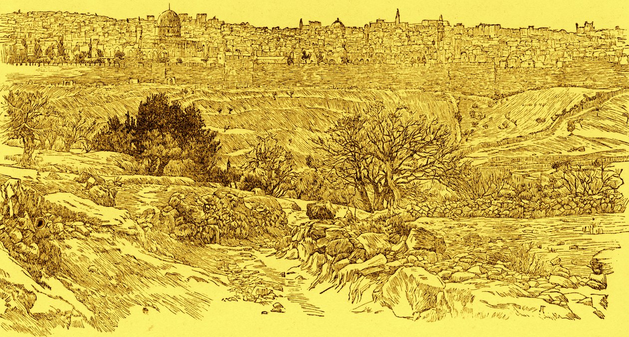 Vieille ville de Jérusalem vue du mont des Oliviers - James Jacques Joseph after Tissot