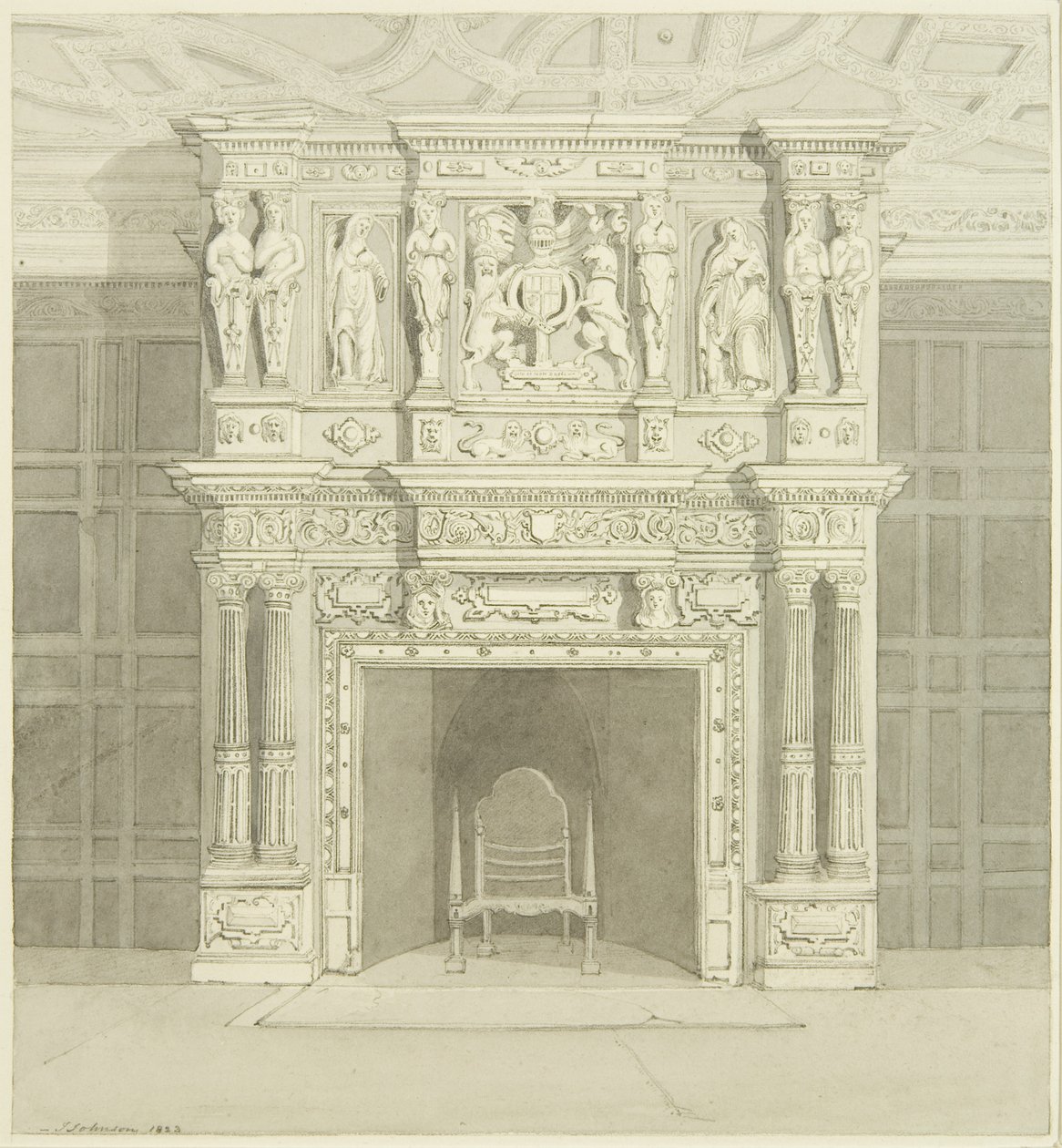 Cheminée dans le manoir de Langton, sur le Back - James Johnson