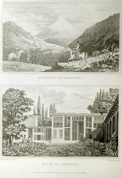 Montagne et maison à Demavend, 1818 - James Justinian Morier