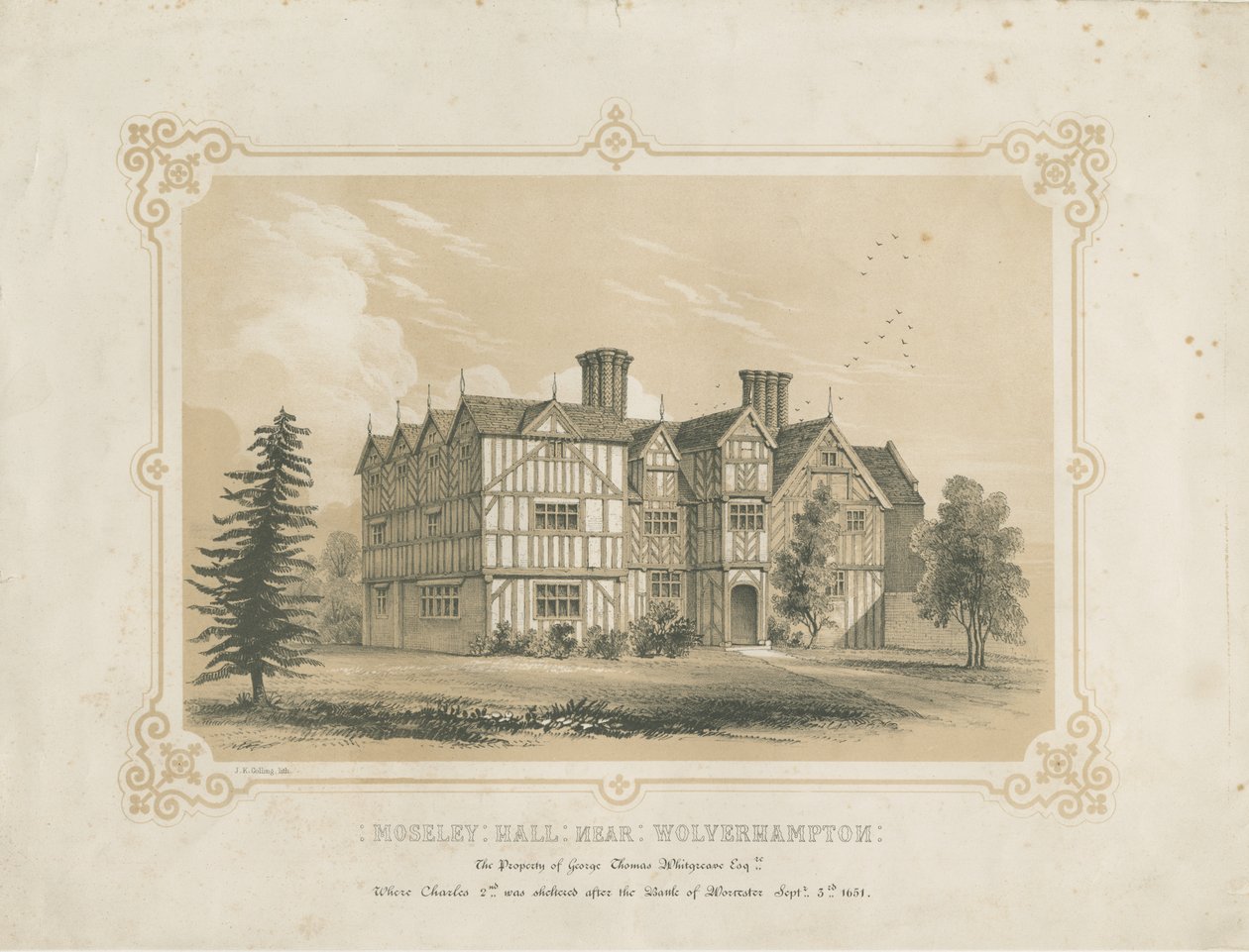 Bushbury - Moseley Old Hall : lithographie, nd [?18e siècle] - James Kellaway Colling