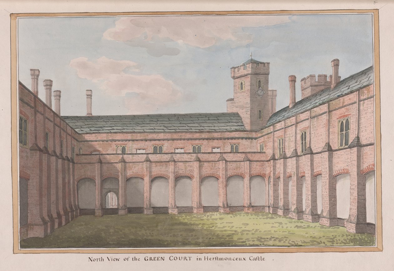 Château de Herstmonceux, East Sussex : Vue nord de la cour verte - James Lambert  of Lewes