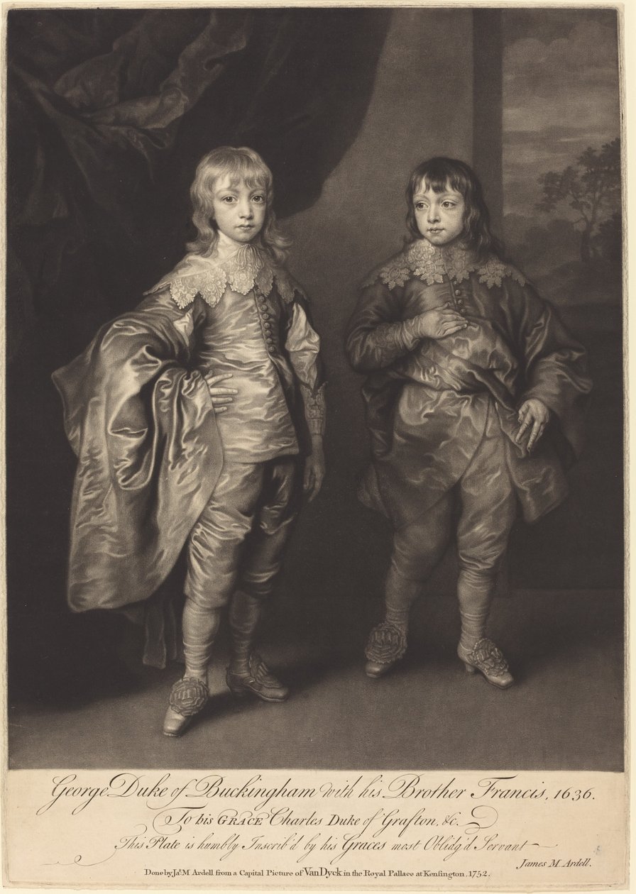 George Duc de Buckingham avec son frère Francis - James MacArdell after Sir Anthony van Dyck