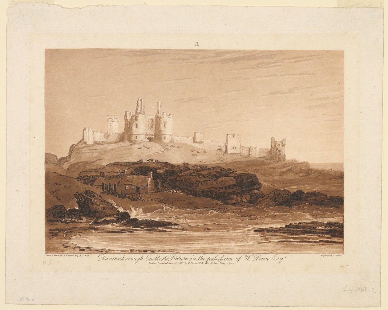 Château de Dunstanburgh, de "Liber Studiorum," partie III - James Mallord William Turner