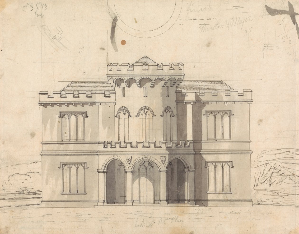 Dessin préparatoire pour le Design 10, Planche 7 pour Une collection de designs pour des retraites rurales - James Malton