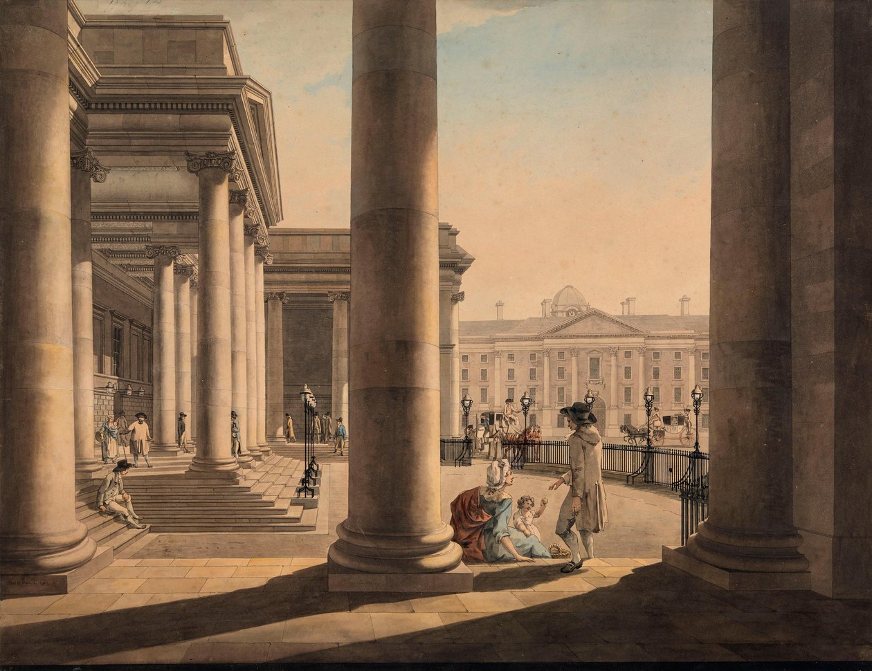 Trinity College, Dublin, depuis le portique du Parlement - James Malton