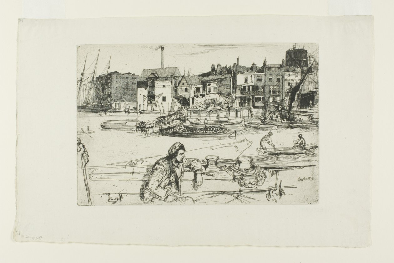 Black Lion Wharf, de la série de seize eaux-fortes de scènes sur la Tamise (le "Thames Set") - James Abbott McNeill Whistler