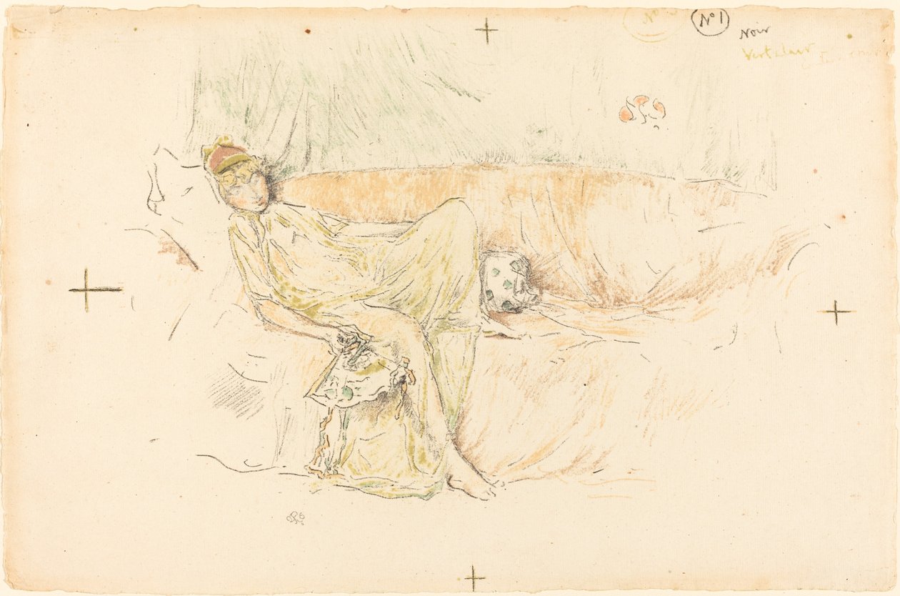 Figure drapée, allongée - James Abbott McNeill Whistler