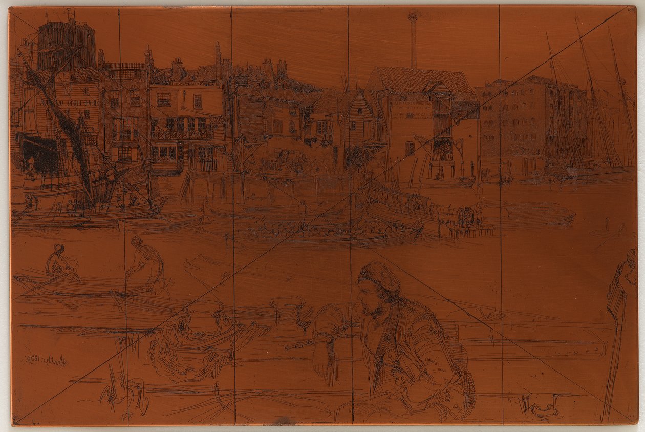 Plaque de gravure : Black Lion Wharf - James Abbott McNeill Whistler