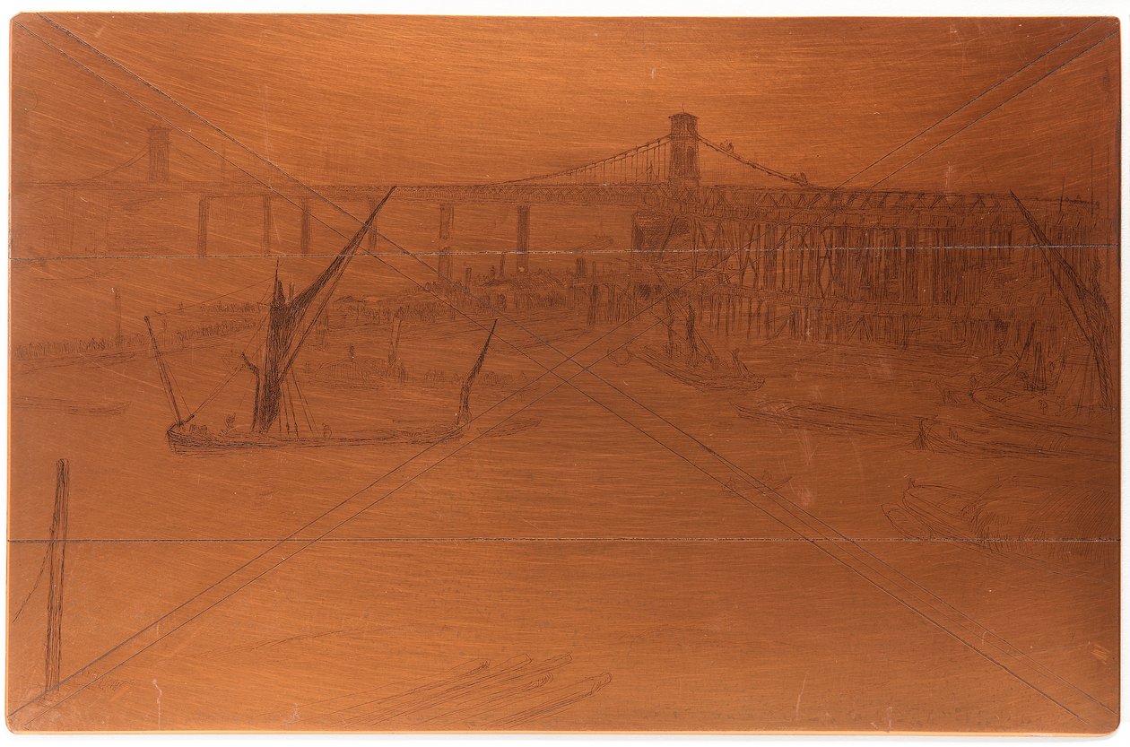 Plaque de gravure : Vieux pont de Hungerford - James Abbott McNeill Whistler