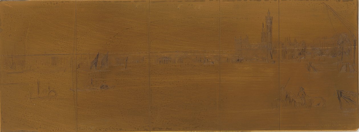 Plaque de gravure : Vieux pont de Westminster - James Abbott McNeill Whistler