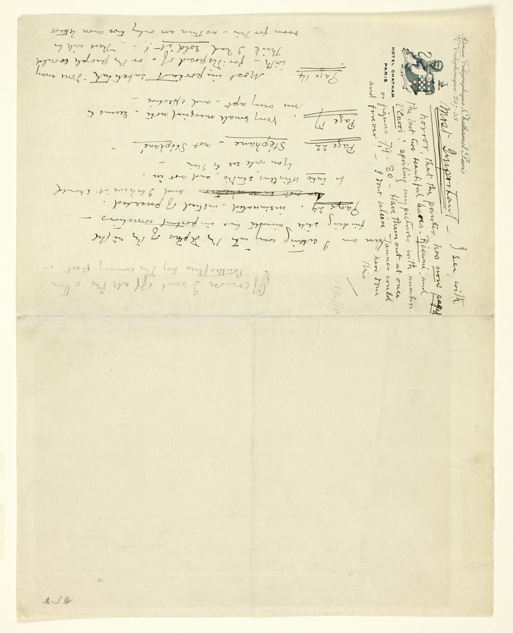 Lettre à William Heinemann avec corrections pour Eden contre Whistler : Le Baronet et le Papillon. Une Saint-Valentin avec un Verdict - James Abbott McNeill Whistler