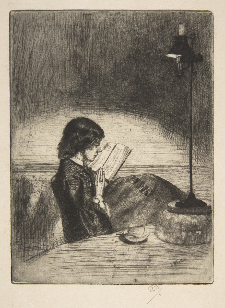 Lecture à la lumière de la lampe - James McNeill Whistler