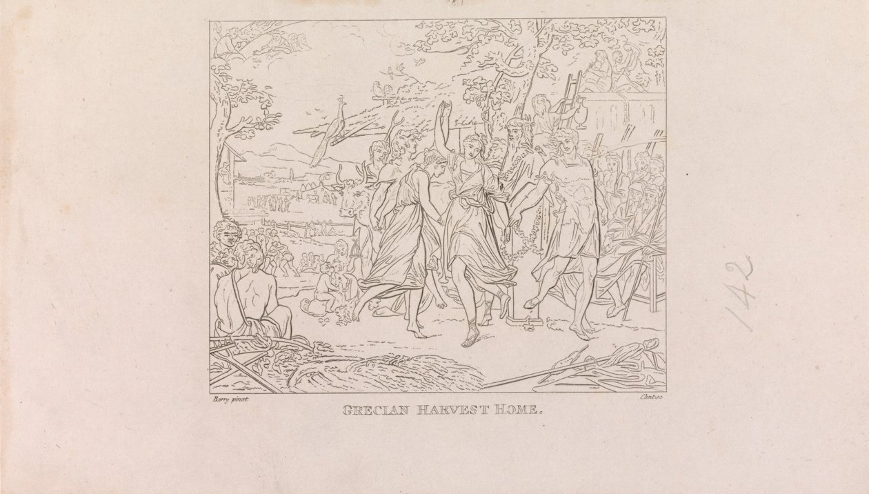 Dessins pour la grande salle de la Société des Arts (4 de 1 feuille) - James Mitan