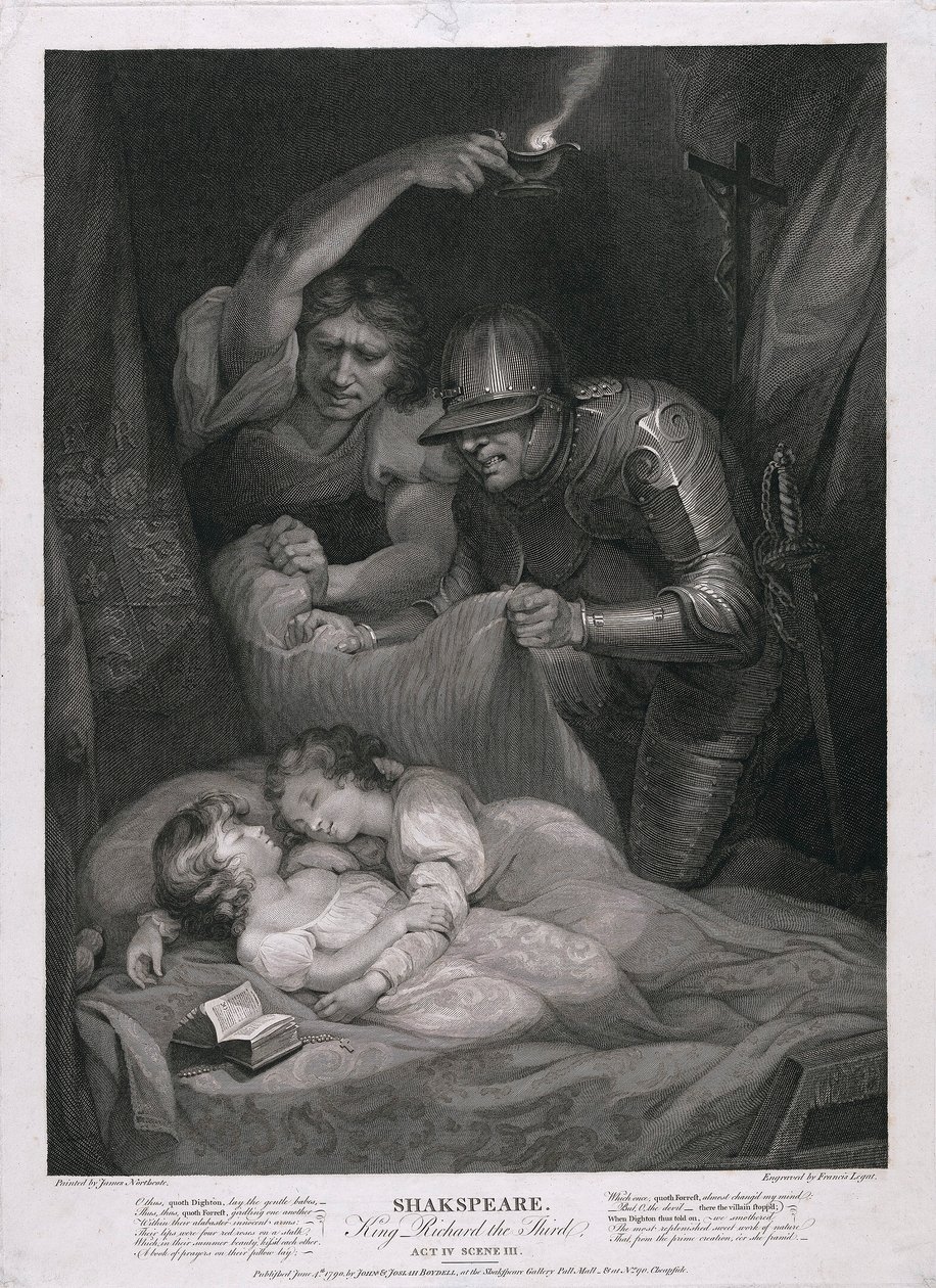 Le roi Richard III : Acte IV, Scène III Le meurtre des princes dans la tour, pub. 1790 - James Northcote