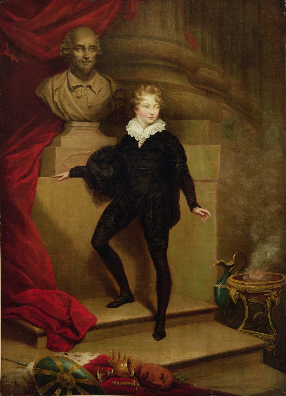 Maître Betty en Hamlet devant un buste de Shakespeare, c.1804-06 - James Northcote
