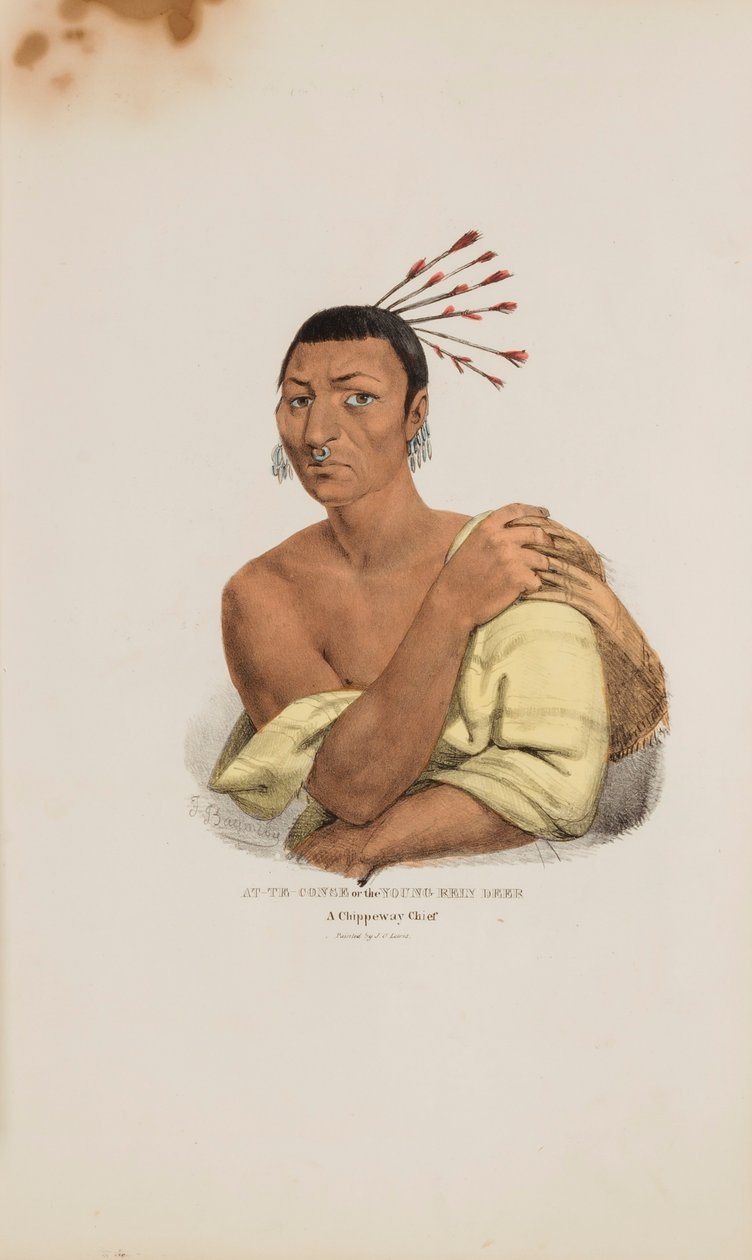 AT-TE-CONSE ou le jeune cerf de Rein ; un chef Chippeway, tiré du Portfolio autochtone - James Otto Lewis