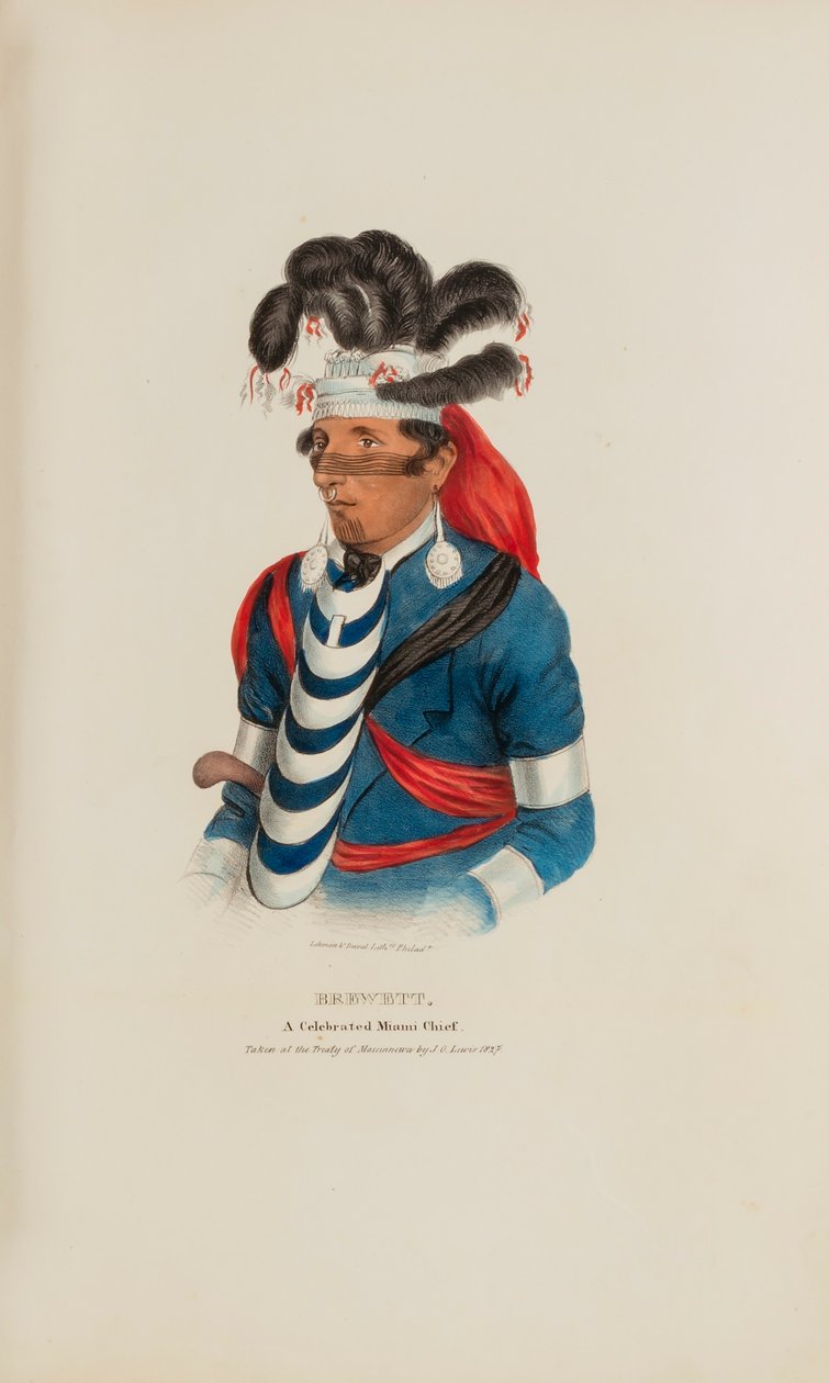 BREWETT ; A Celebrated Chief Miami Chief, from The Aboriginal Portfolio (en anglais seulement) - James Otto Lewis
