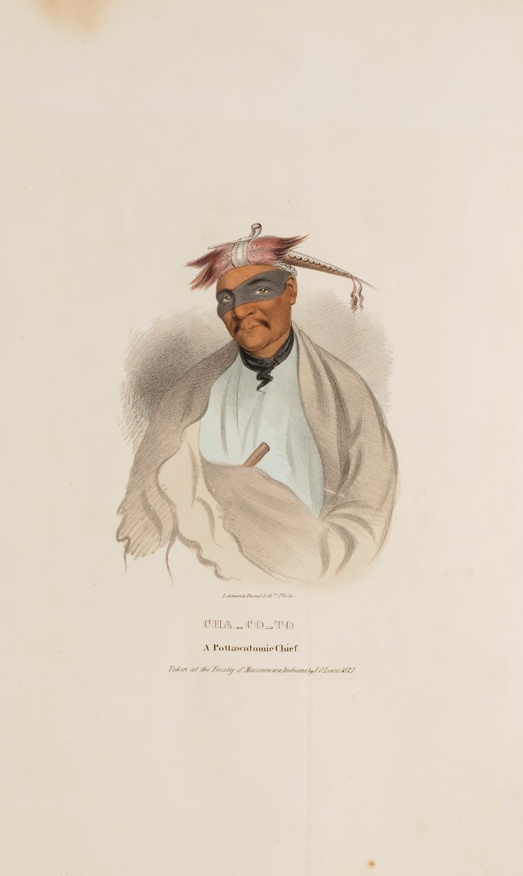 CHA-CO-TO, un chef de Pottowattomie, extrait du Portfolio autochtone - James Otto Lewis