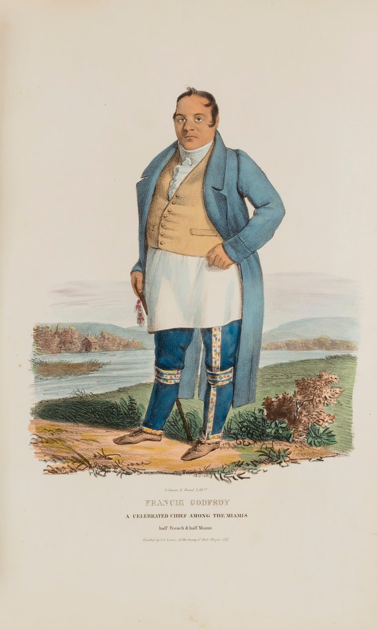 FRANCIS GODFROY ; A Celebrated Chief Among the Miamis, tiré de The Aboriginal Portfolio - James Otto Lewis