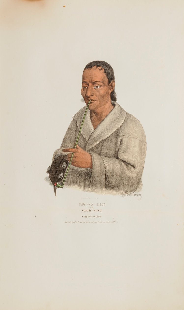 KE-WA-DIN ou le vent du Nord ; un chef Chippeway, tiré du Portfolio autochtone - James Otto Lewis
