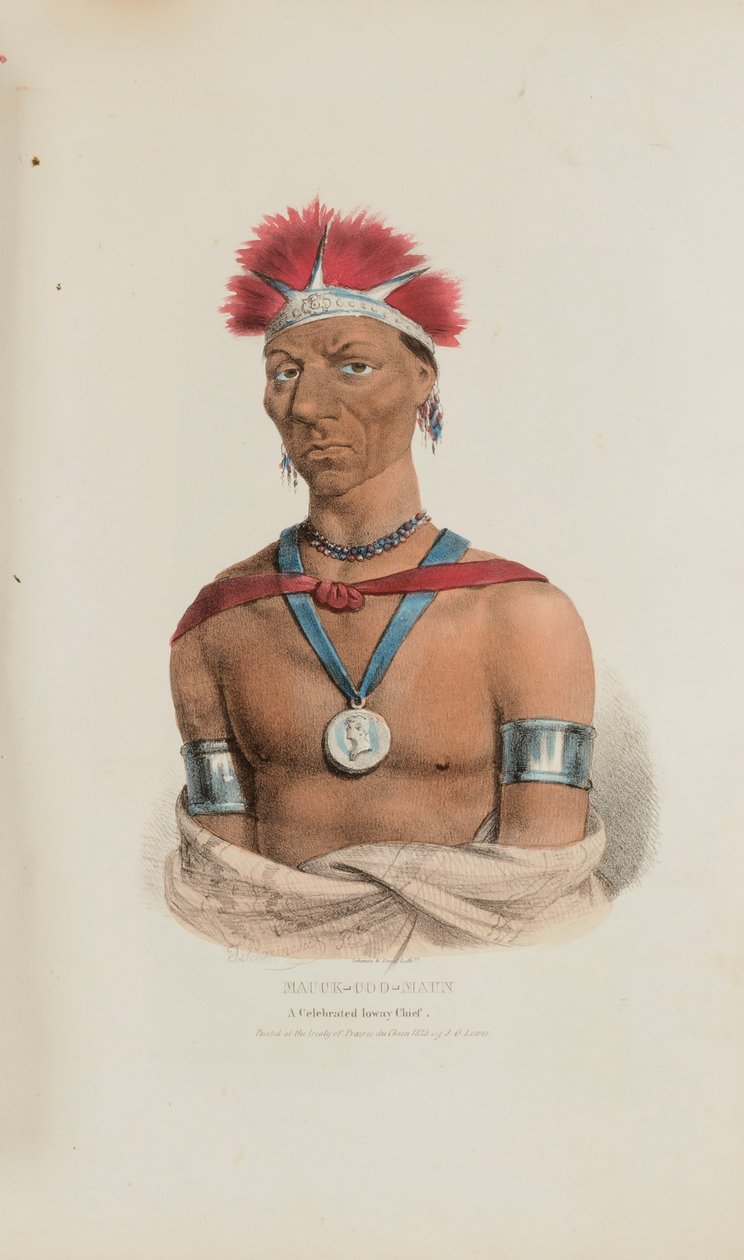 MAUCK-COOMAUN ; A Celebrated Ioway Chief, tiré de The Aboriginal Portfolio - James Otto Lewis