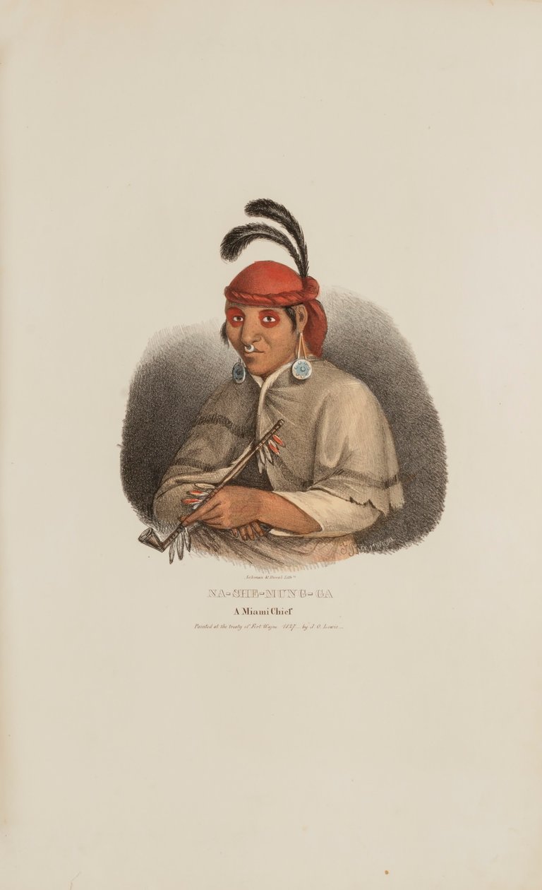 NA-SHE-MUNG-GA, chef des Miamis, extrait du Portfolio autochtone - James Otto Lewis