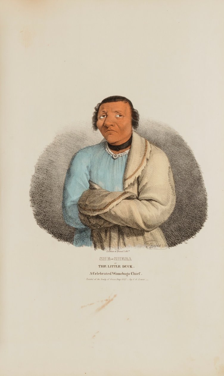 SHE-SHEBA ou le petit canard ; un célèbre chef Winnebago, tiré du Portfolio autochtone - James Otto Lewis