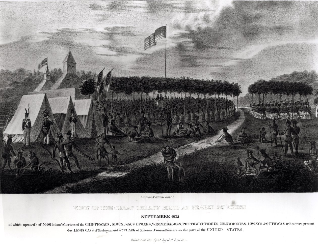 Vue du grand traité tenu à Prairie du Chien, Wisconsin, septembre 1825, de 