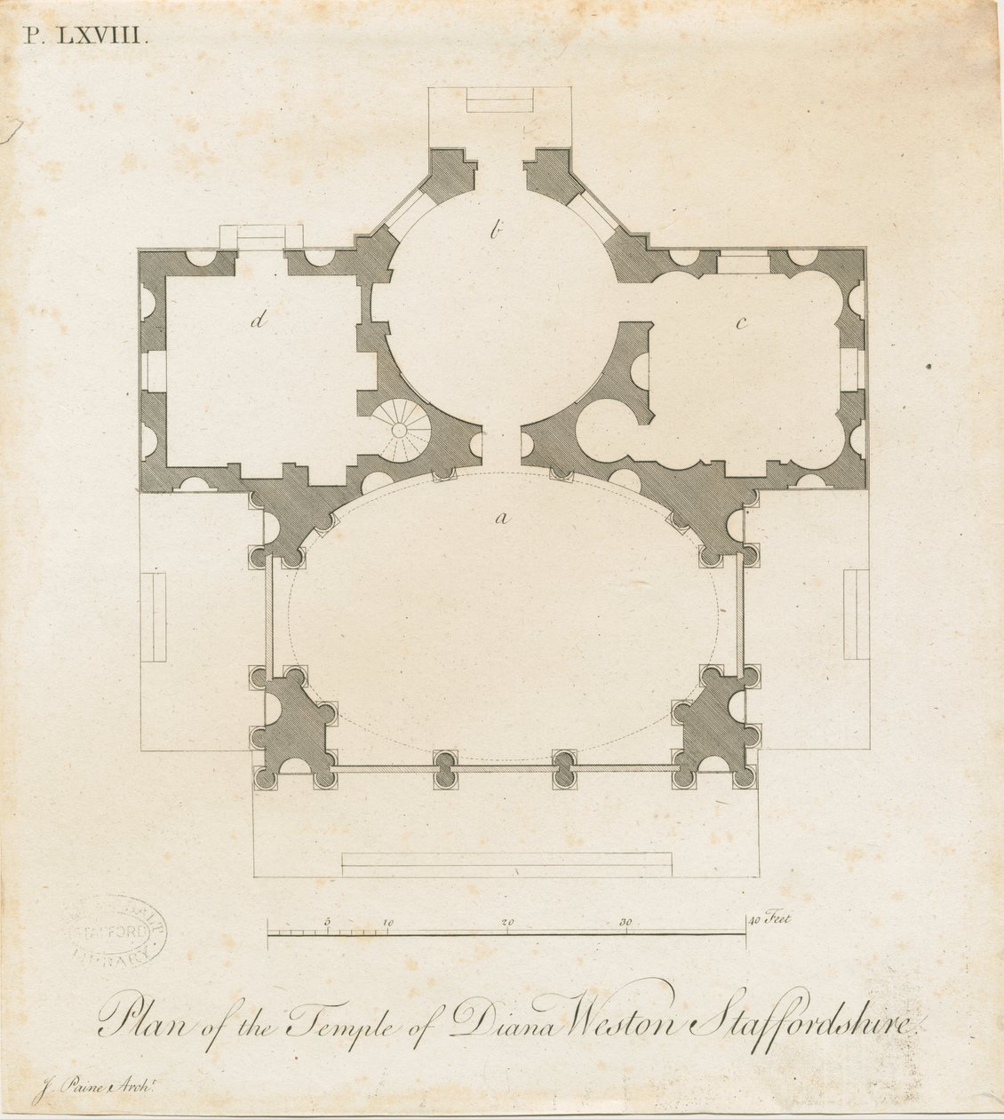 Weston-under-Lizard - Le Temple de Diane: gravure, vers 1765-1770 - James Paine