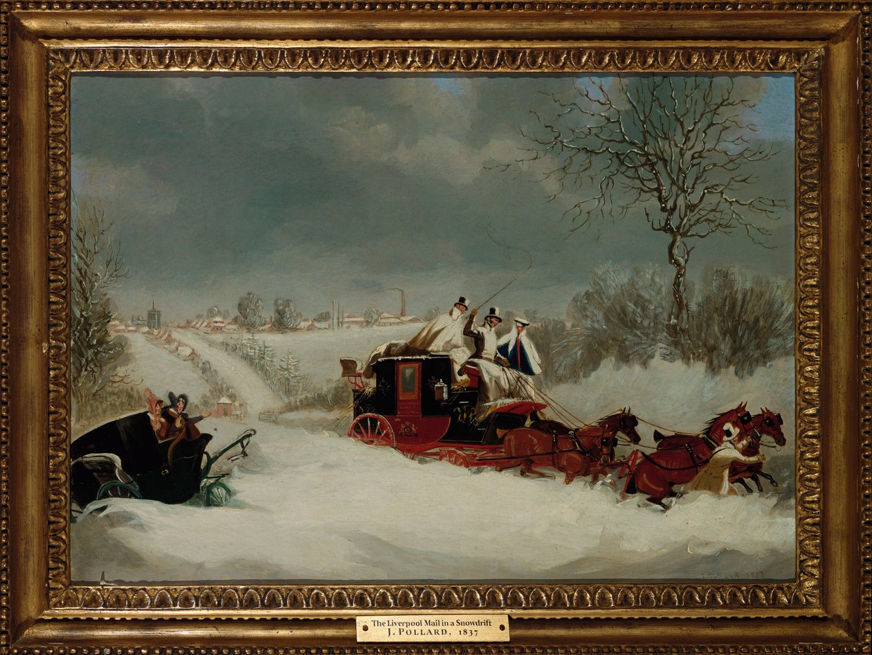 Le courrier de Liverpool dans une tempête de neige près de St. Albans, 1837 - James Pollard