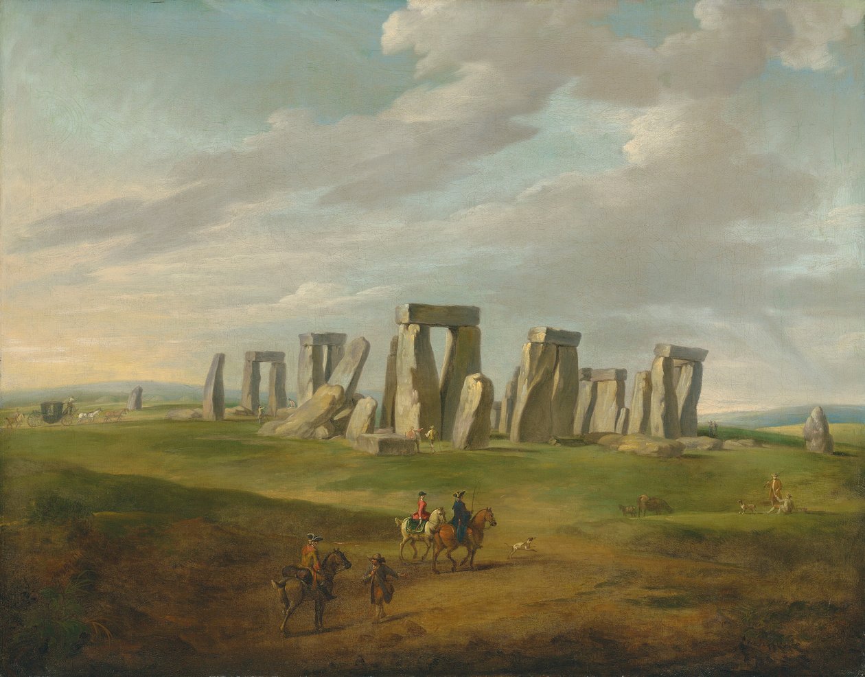Stonehenge avec une calèche et des voyageurs à cheval - James Ross